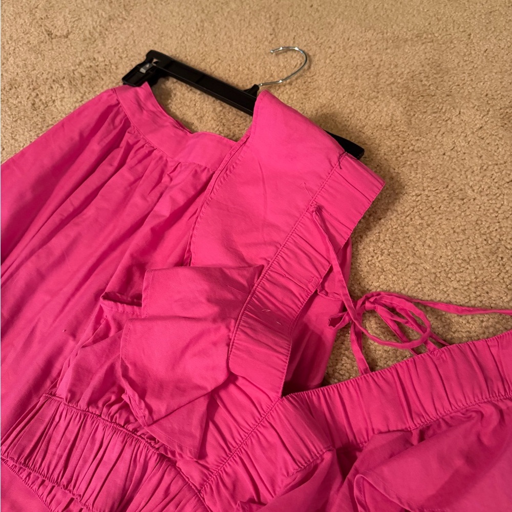 Bright Pink Ruffle Tiered Dress Set - Picture 5 of 5